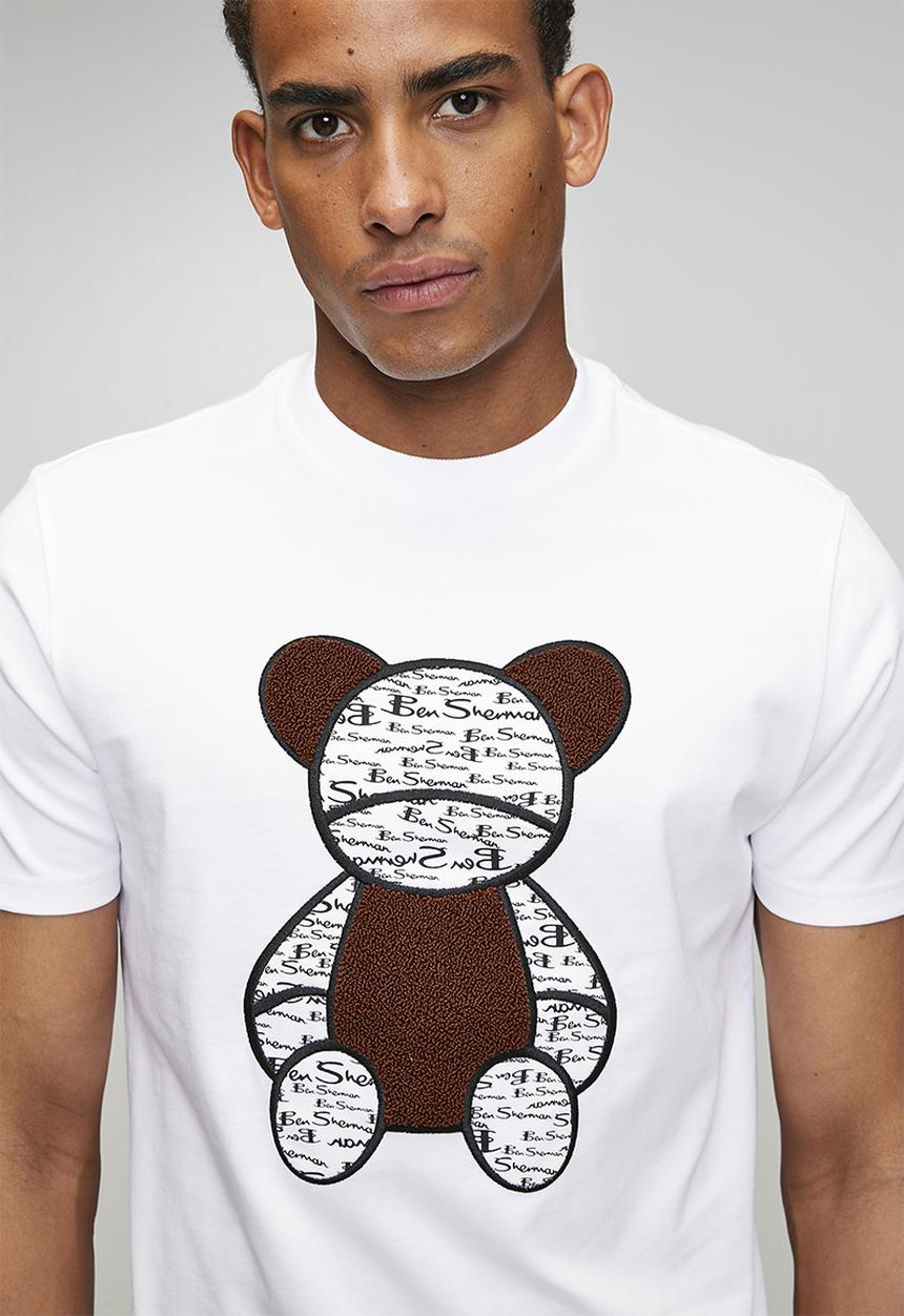 Ben Sherman - Ben Bear Chenille Fur 260g Tee-Shirt - White