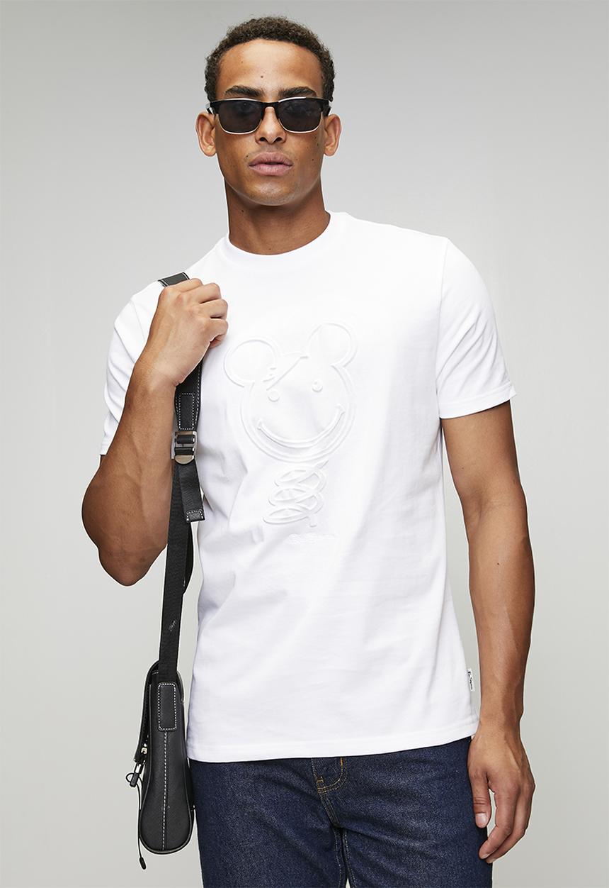 Ben Sherman - 3D Embossed Happy Bear 260g Tee Shirt - White