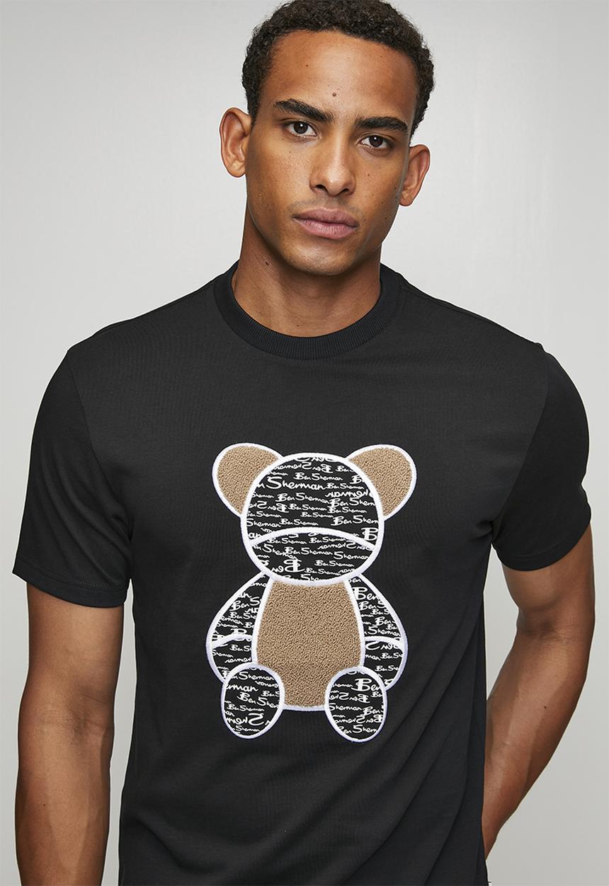 Ben Sherman - Ben Bear Chenille Fur 260g Tee-Shirt - Black