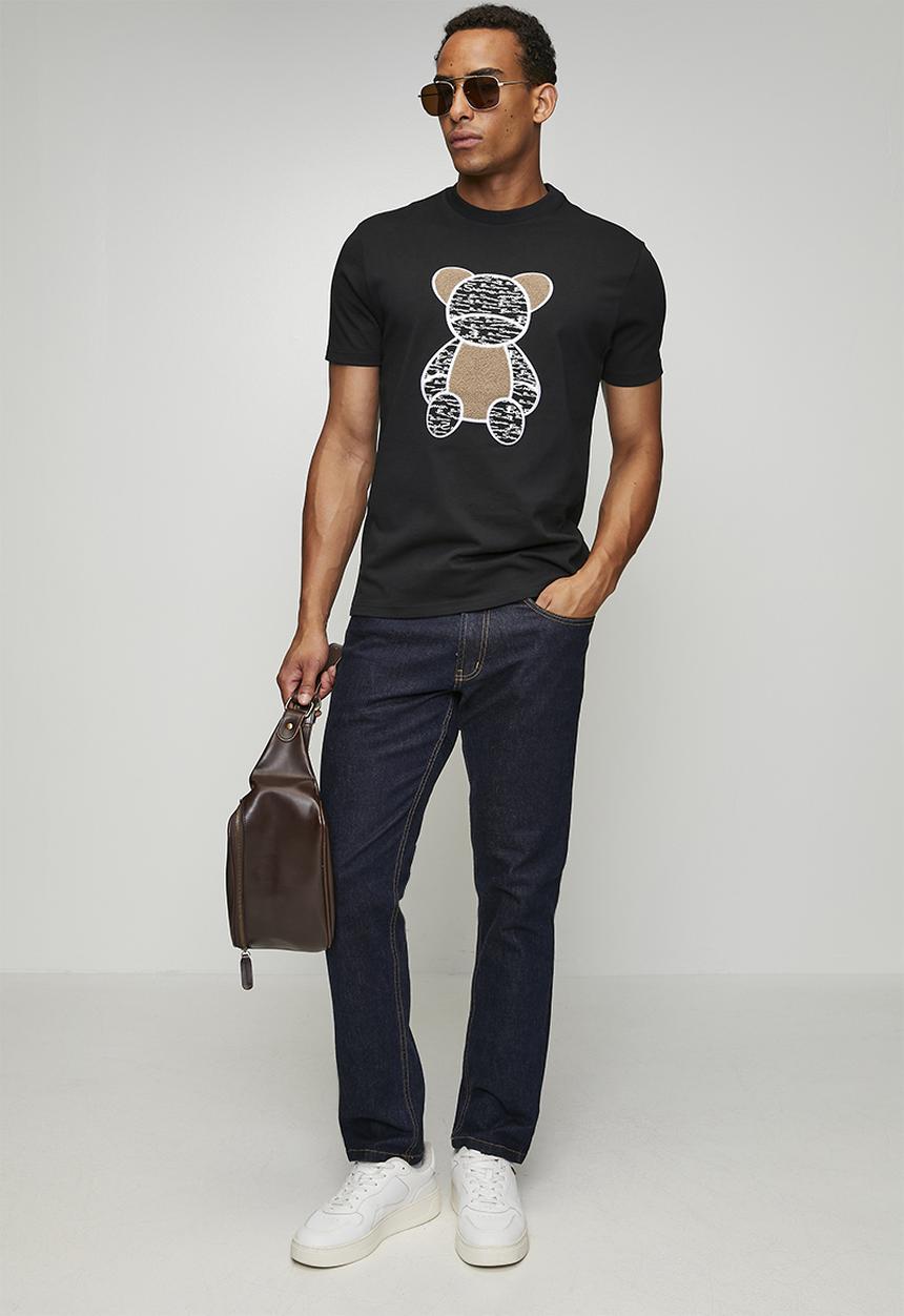 Ben Sherman - Ben Bear Chenille Fur 260g Tee-Shirt - Black