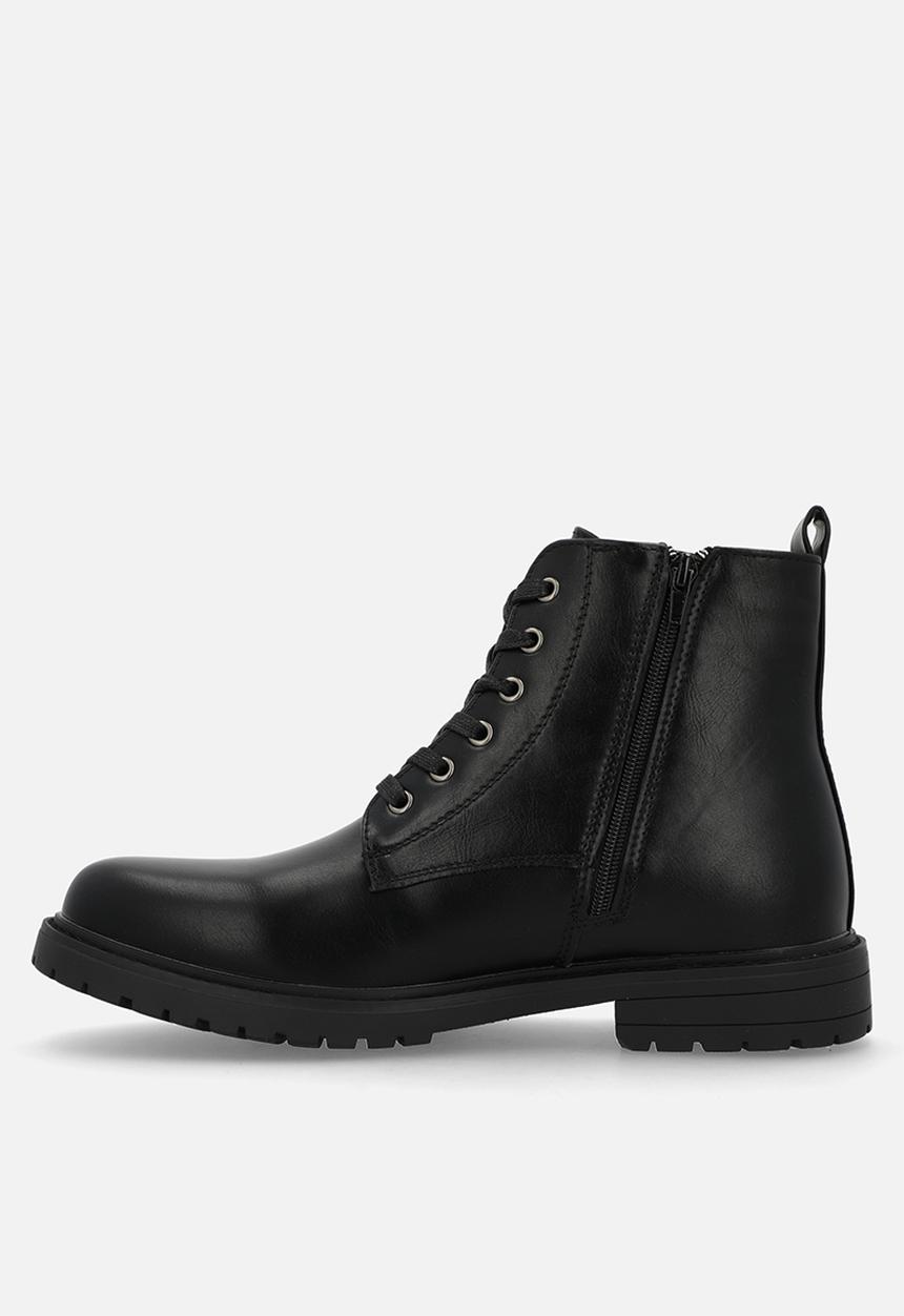 Gino Paoli - Pu Lace Up With Side Zip - Black