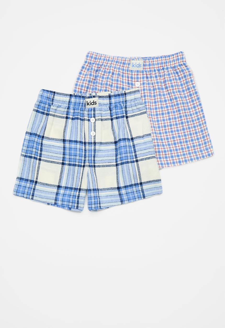 Cotton On - Sleepover Pyjama Short 2 Pack - Blue Bonnet Check/In The Navy Check