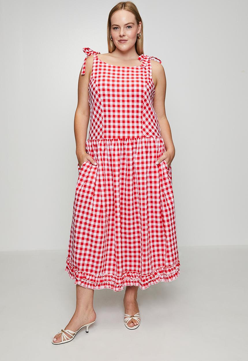 Me&B - Plus Pie Crust Dress - Red Gingham