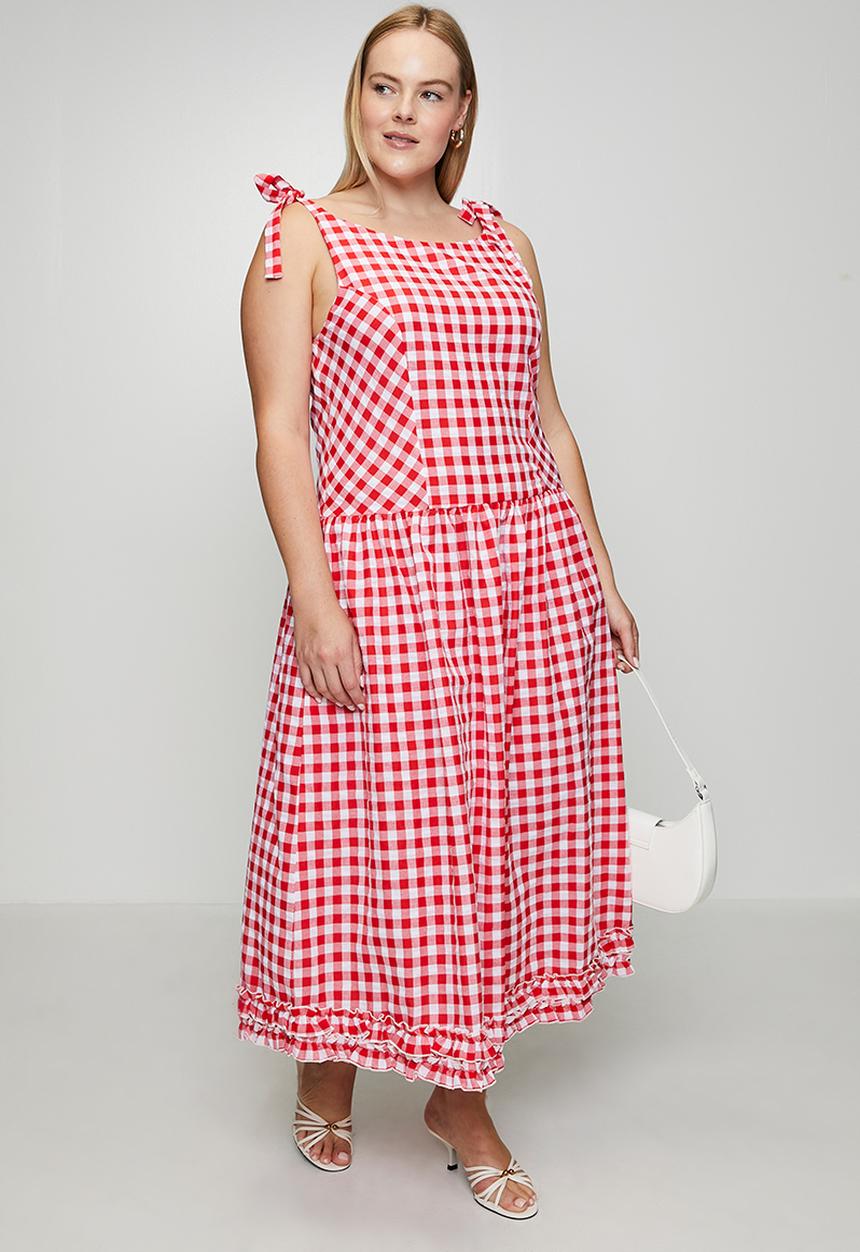 Me&B - Plus Pie Crust Dress - Red Gingham