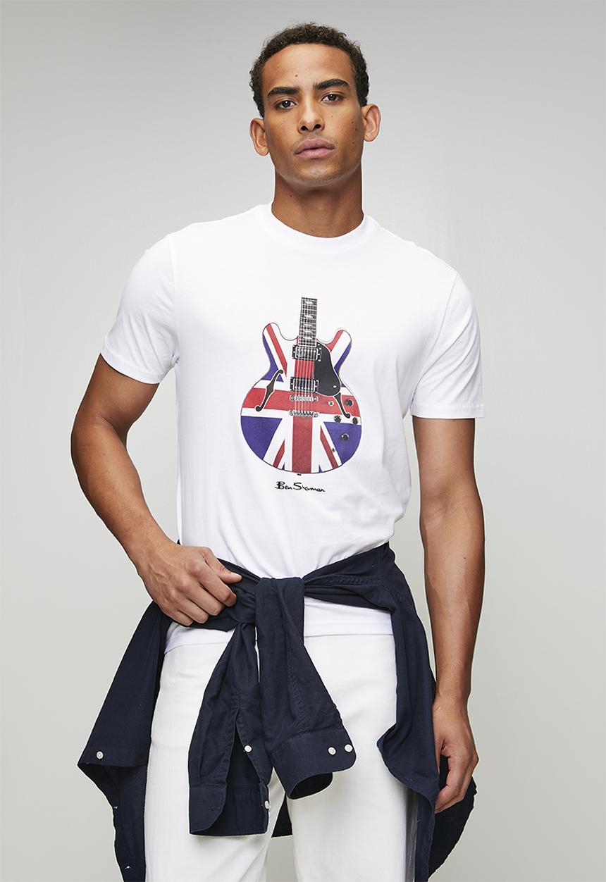 Ben Sherman - Union Jack Guitar Tee Shirt - White