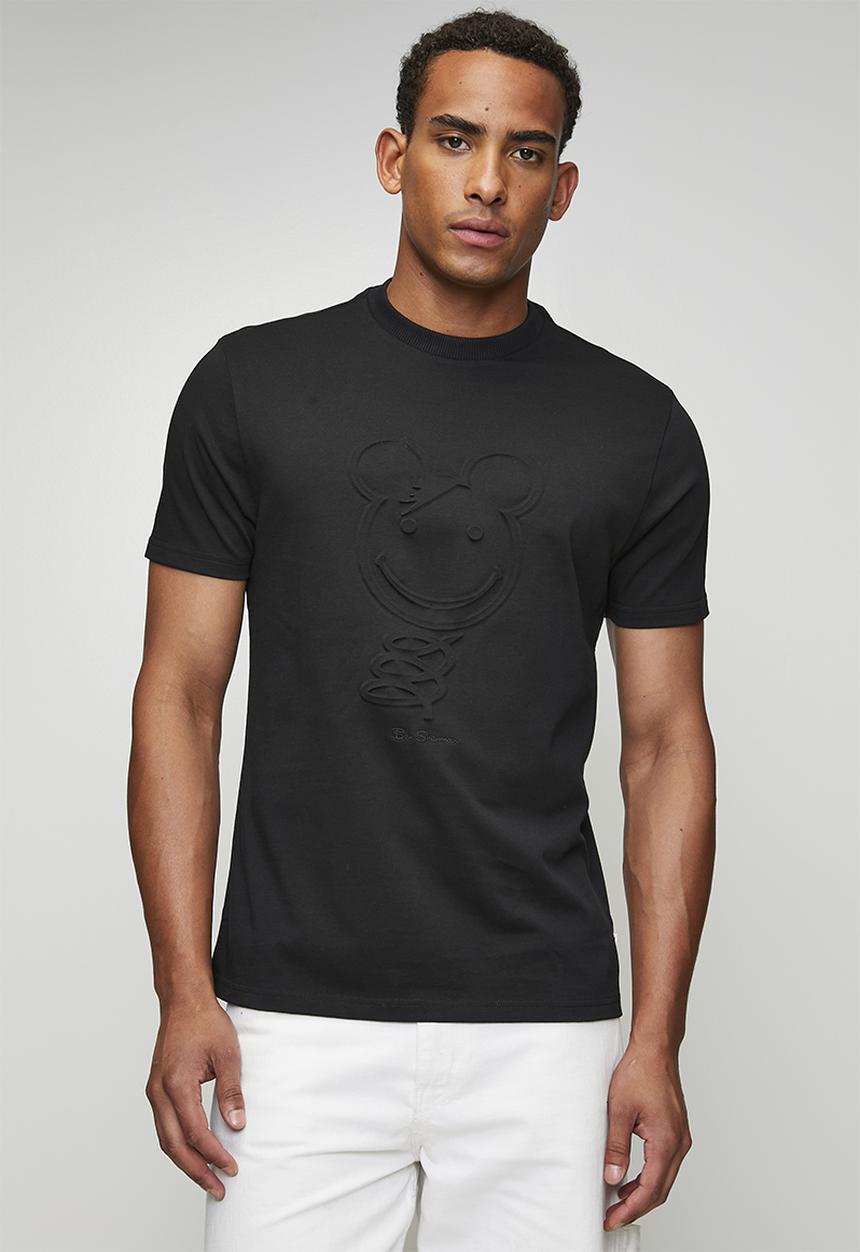 Ben Sherman - 3D Embossed Happy Bear 260g Tee Shirt - Black