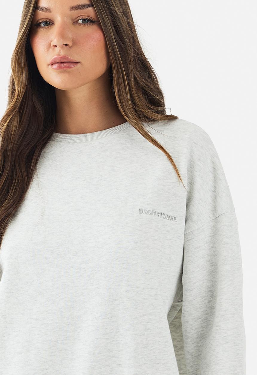 boohoo - Dsgn studio embroidered oversized sweatshirt - ash grey
