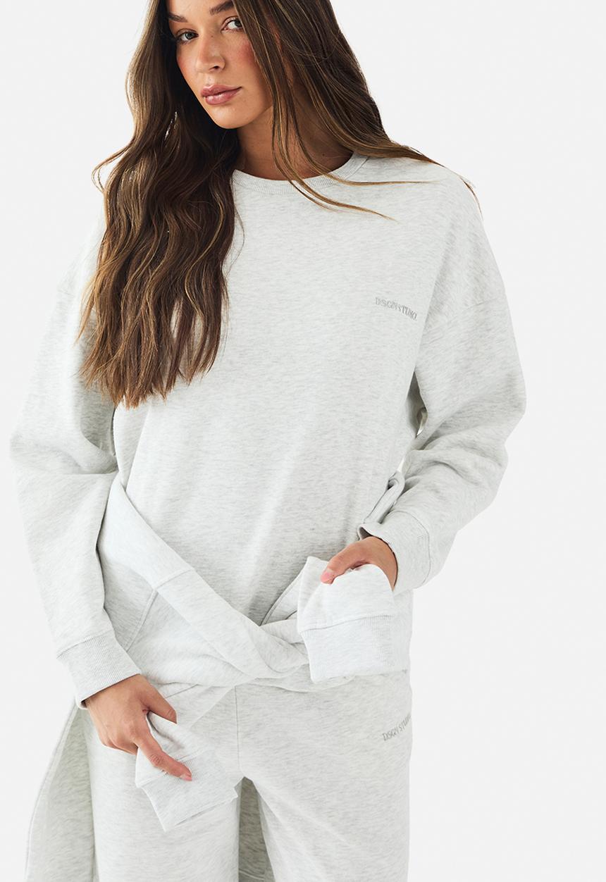 boohoo - Dsgn studio embroidered oversized sweatshirt - ash grey
