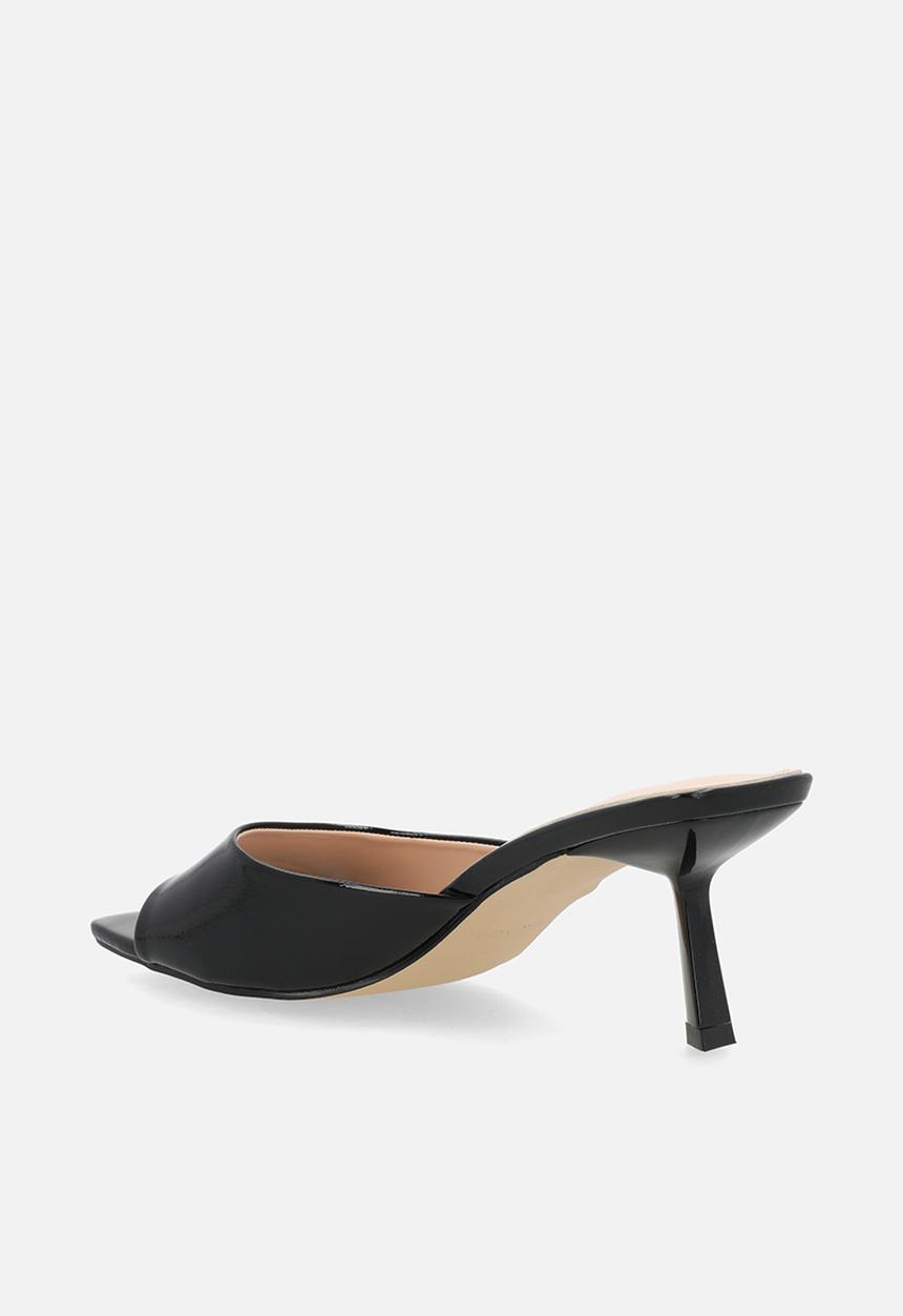 Raid London - Rochi open toe stiletto heel mule - black crinkle 