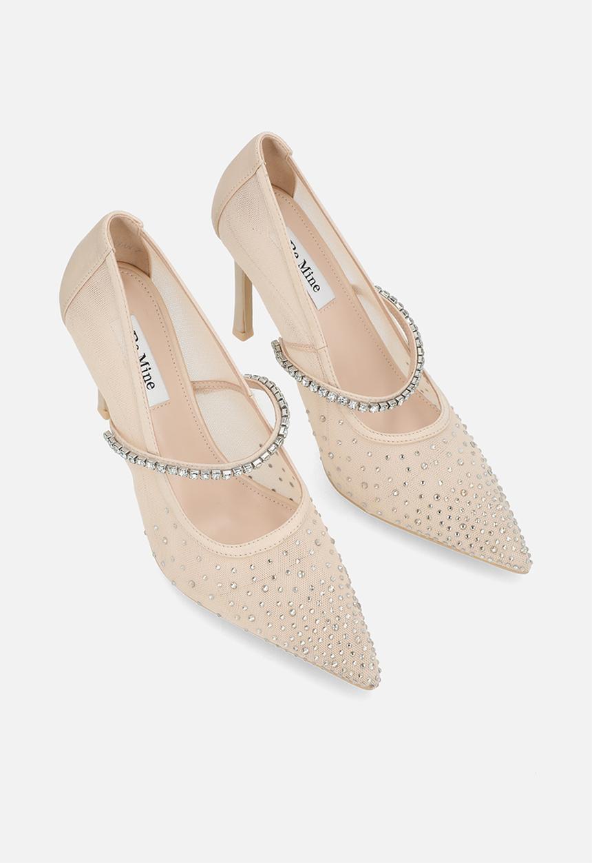 Be Mine - Vivian stiletto court heel - champagne mesh + satin