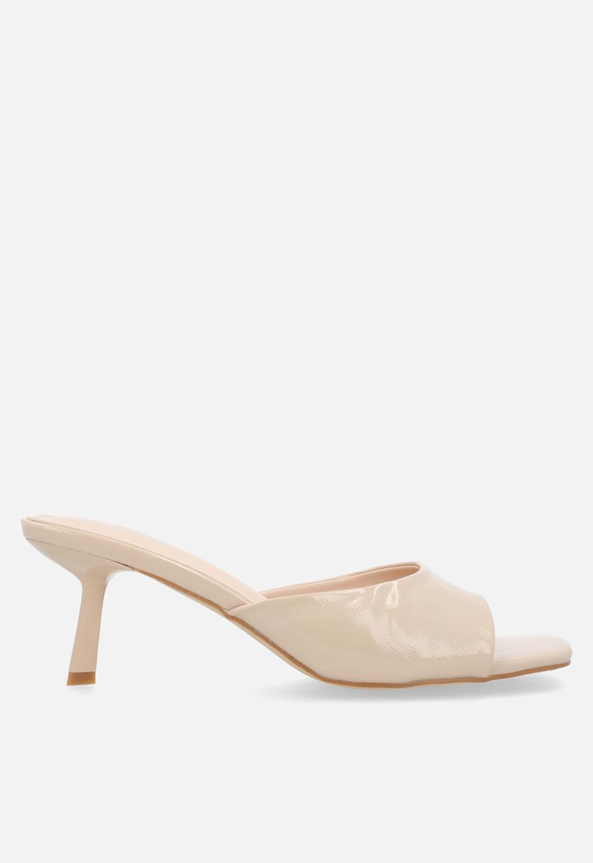 Raid London - Rochi open toe stiletto heel mule - neutral crinkle 