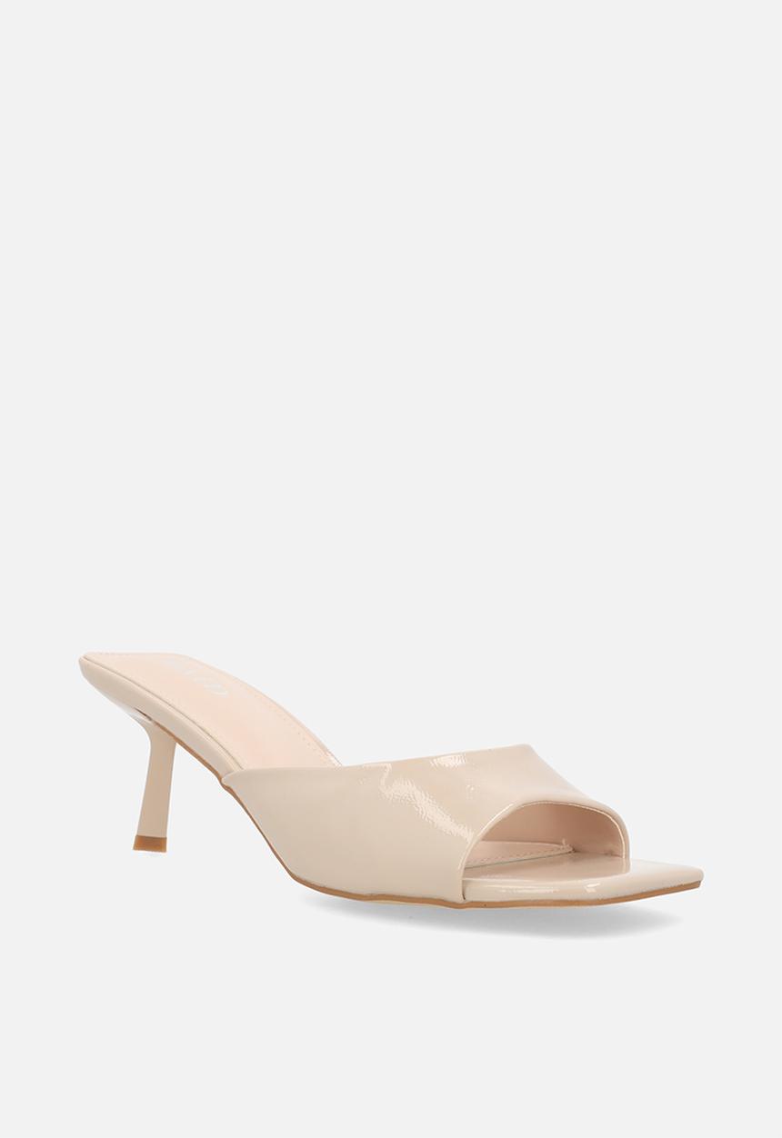 Raid London - Rochi open toe stiletto heel mule - neutral crinkle 