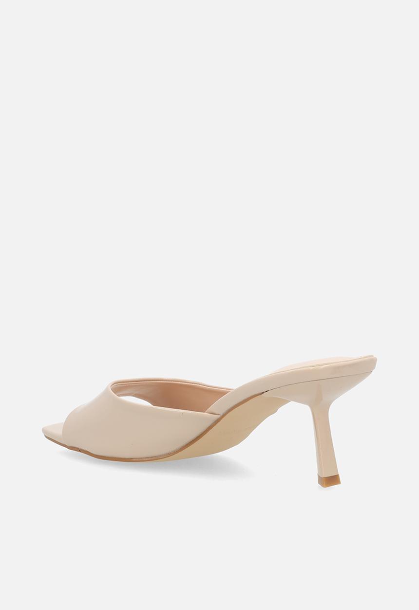Raid London - Rochi open toe stiletto heel mule - neutral crinkle 