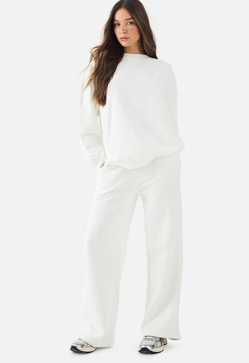 boohoo - Dsgn studio embroidered straight leg jogger - ecru