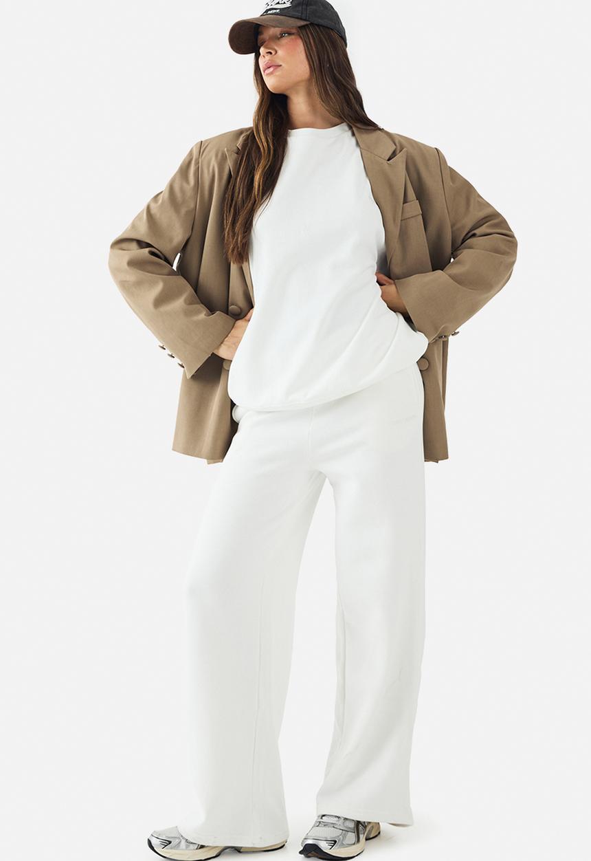 boohoo - Dsgn studio embroidered straight leg jogger - ecru