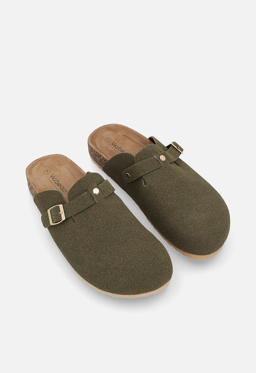 Viabeach - Qork 12 cork buckle slipper - olive