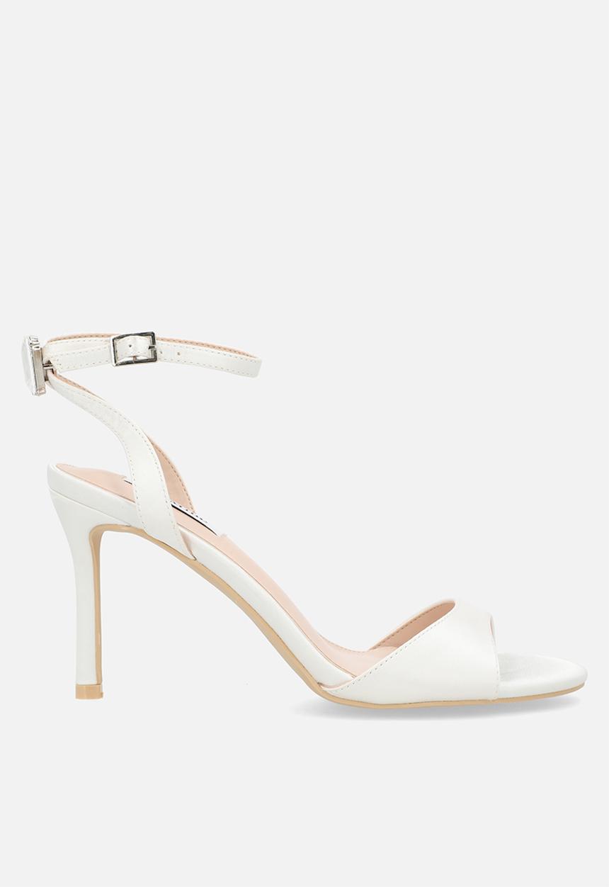 Be Mine - Eshana stiletto ankle strap heel - ivory satin