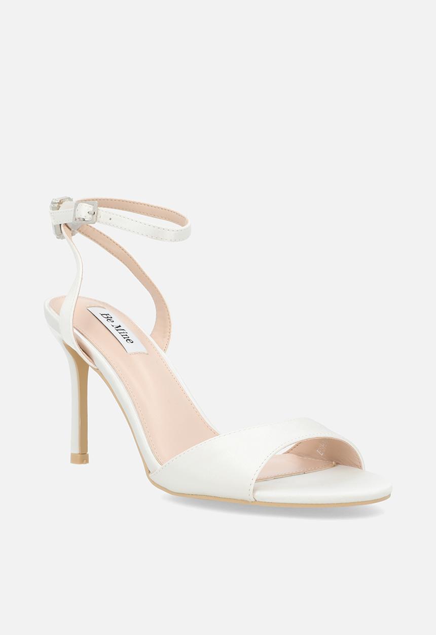 Be Mine - Eshana stiletto ankle strap heel - ivory satin