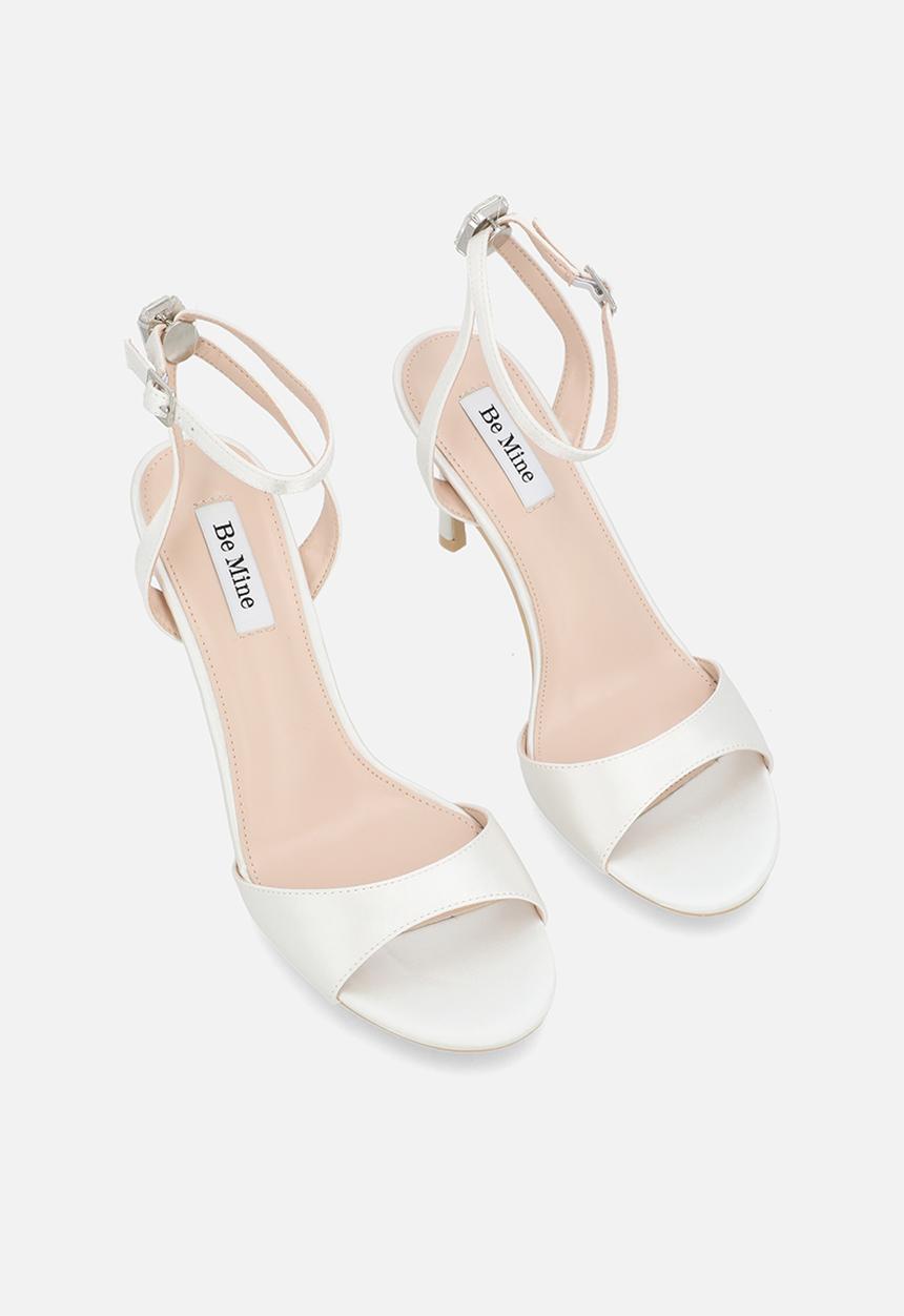 Be Mine - Eshana stiletto ankle strap heel - ivory satin