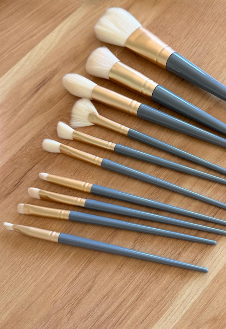 Glam Beauty - Make Up Brush 10 Piece Set - Aqua