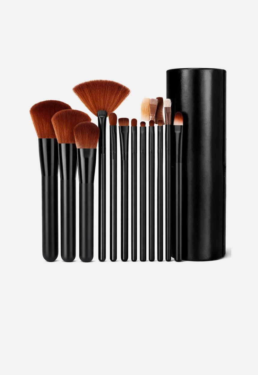 Glam Beauty - Make Up Brush 12 Piece Set in PU Bucket - Black