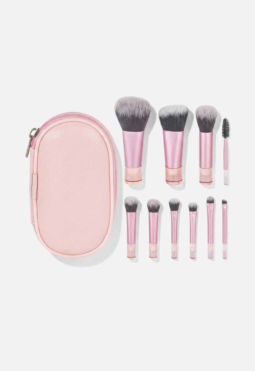 Glam Beauty - Travel Make Up Brush 10 Piece Set with PU Bag - Pink