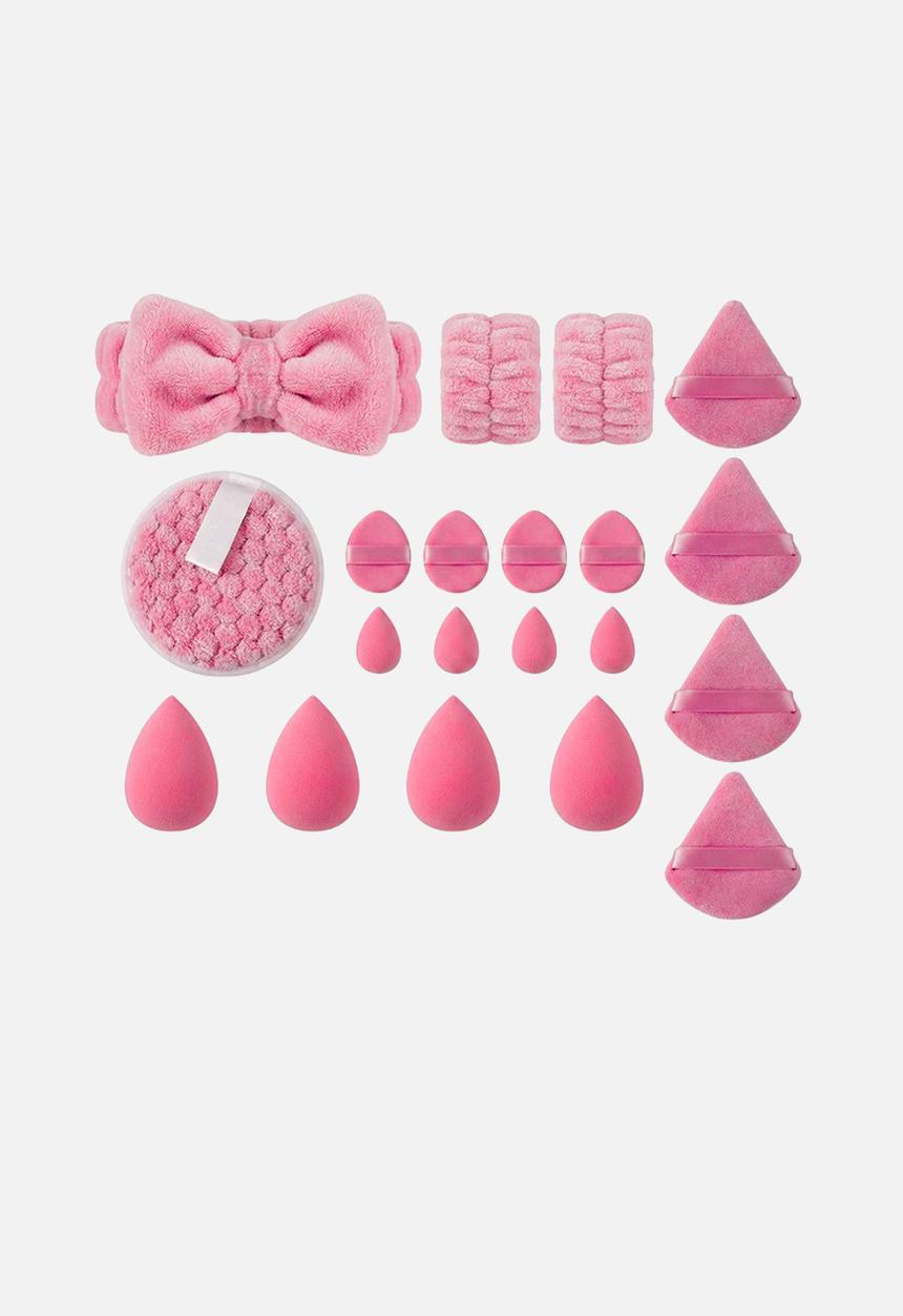 Glam Beauty - Make Up Sponge Puff 20 Piece Kit - Hot Pink