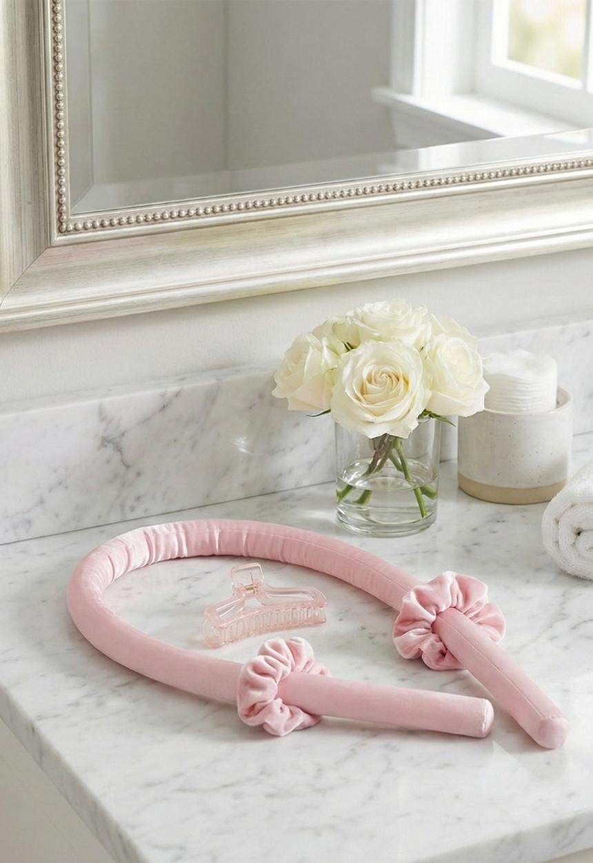 Glam Beauty - Heatless Curling Set 4 in 1 - Soft Pink