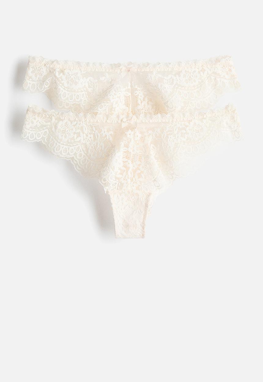H&M - 2-Pack lace brazilian briefs - cream