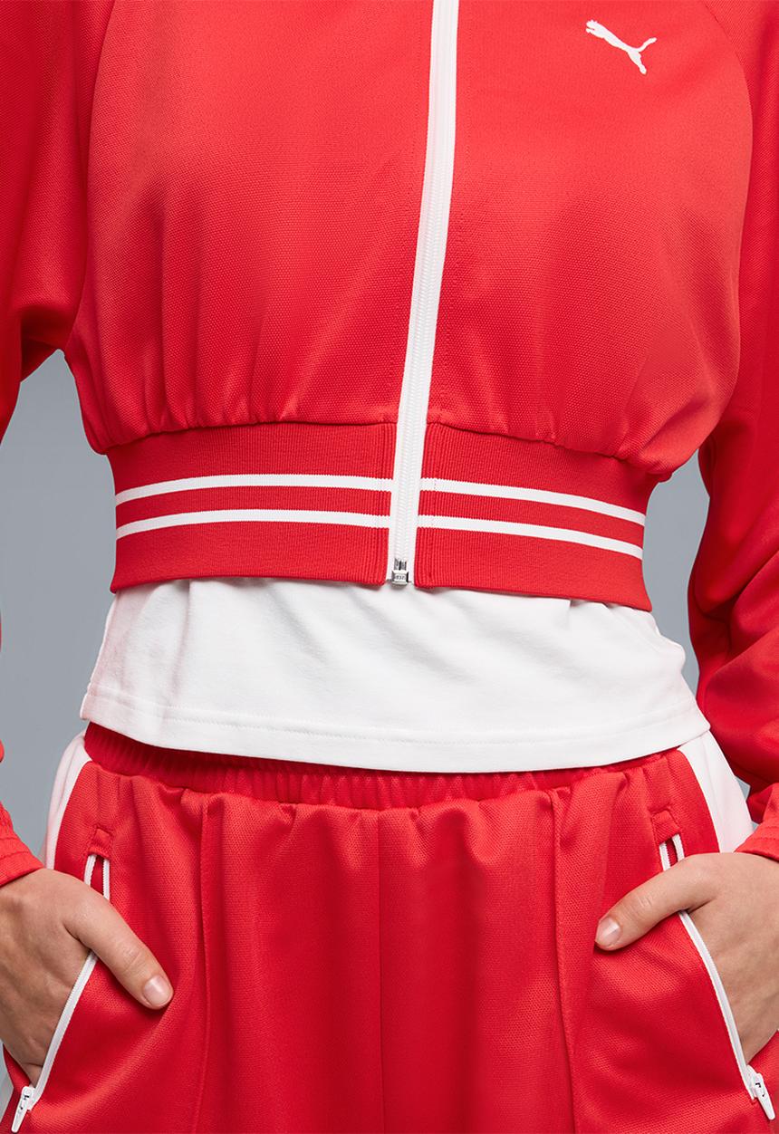 PUMA - T7 Pique Relaxed Cropped Track Jacket Fo - For All Time Red