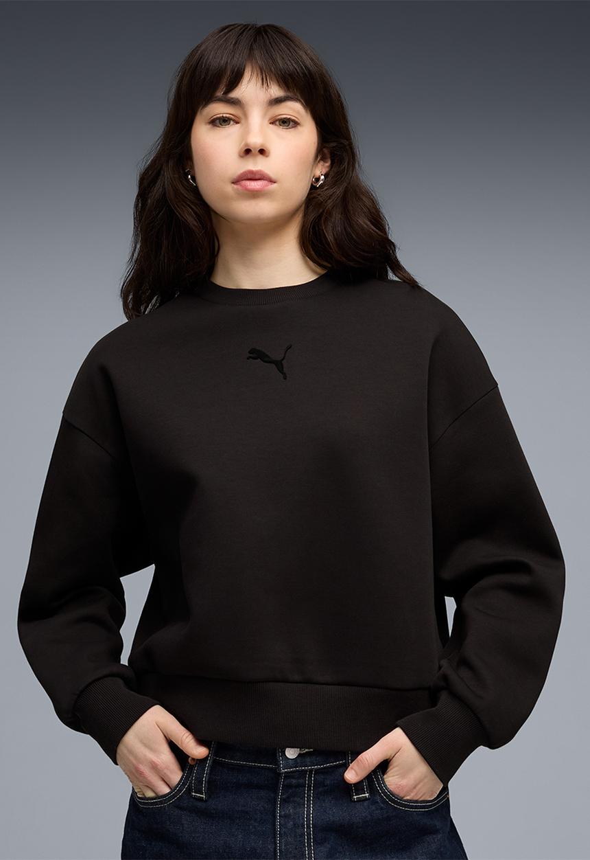 PUMA - Ess Elevated Oversized Logo Crew Dk - Puma Black