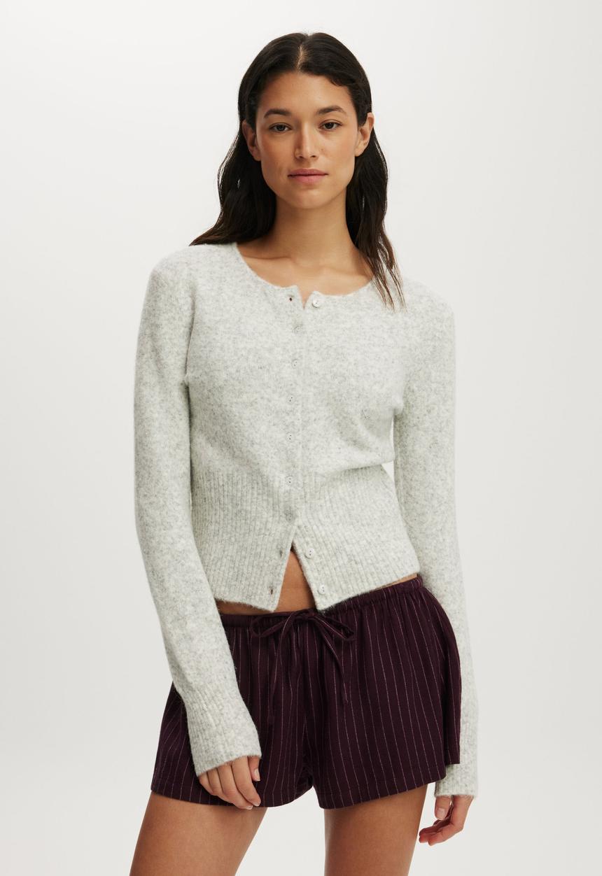 Cotton On - Cloud soft flannel short - gerry stripe chocolate plum