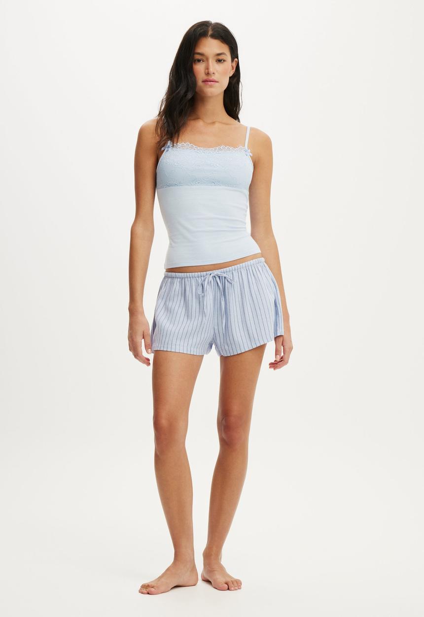 Cotton On - Cloud soft flannel short - gerry stripe violet blue
