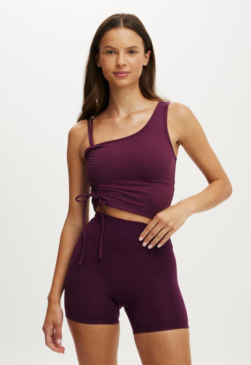 Cotton On - Ultra Soft Asymmetric Side Gather Tank - Pickled Beet