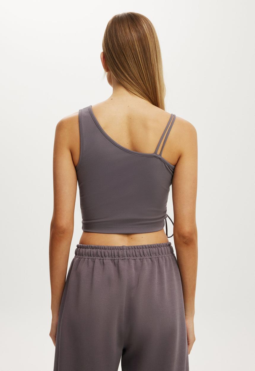 Cotton On - Ultra Soft Asymmetric Side Gather Tank - Violet Grey