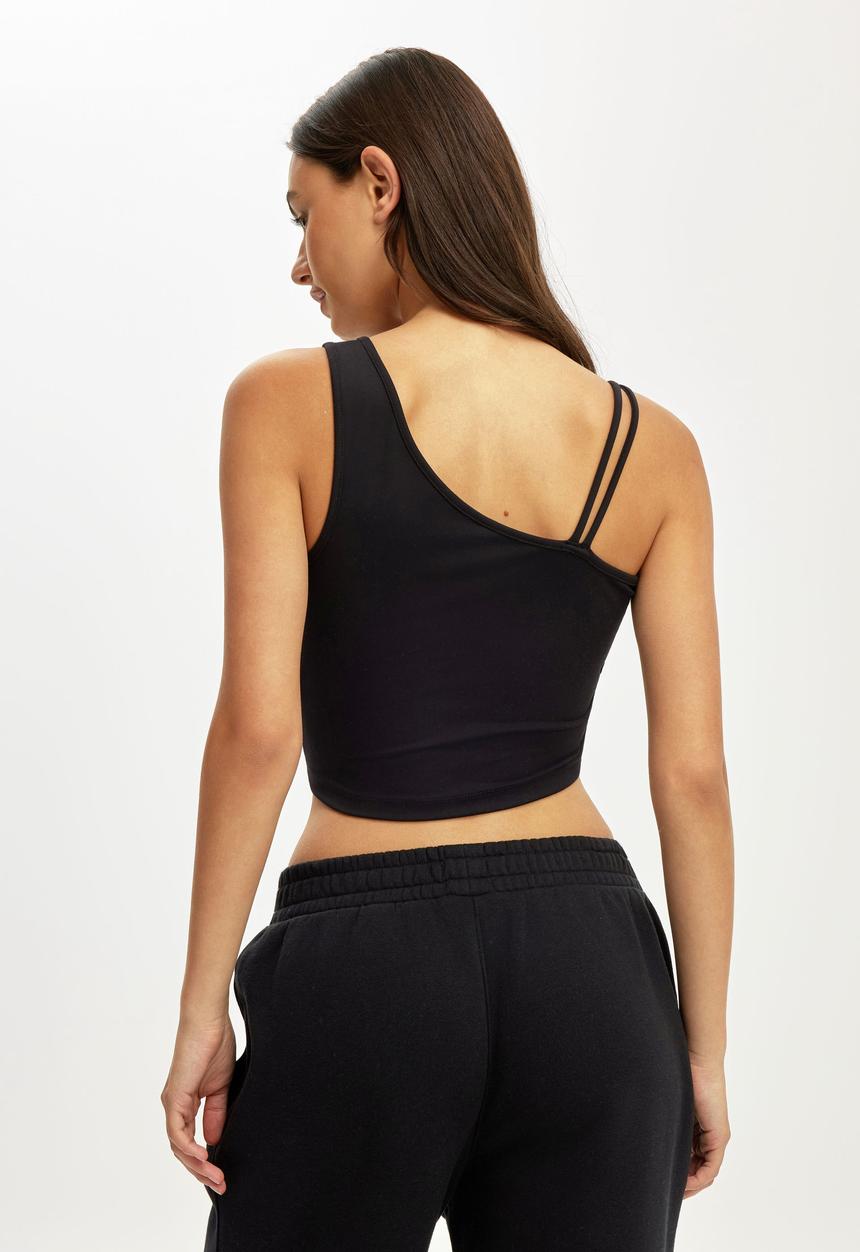Cotton On - Ultra Soft Asymmetric Side Gather Tank - Black