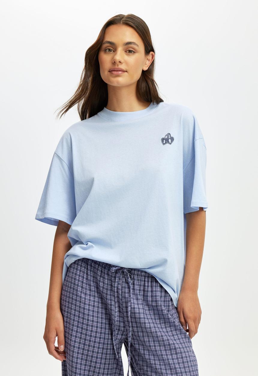 Cotton On - Oversized lounge graphic tee - violet blue/ dreaming of you
