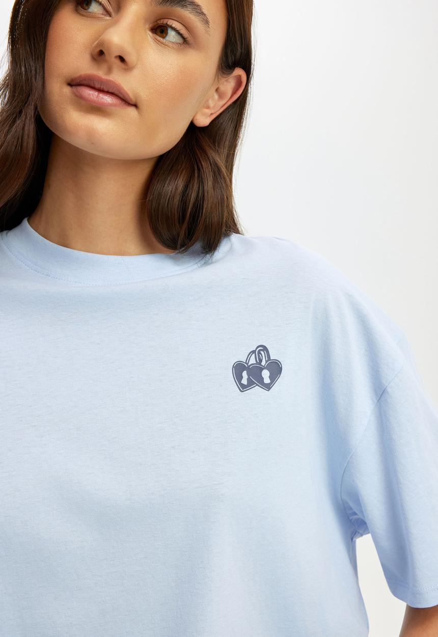Cotton On - Oversized lounge graphic tee - violet blue/ dreaming of you