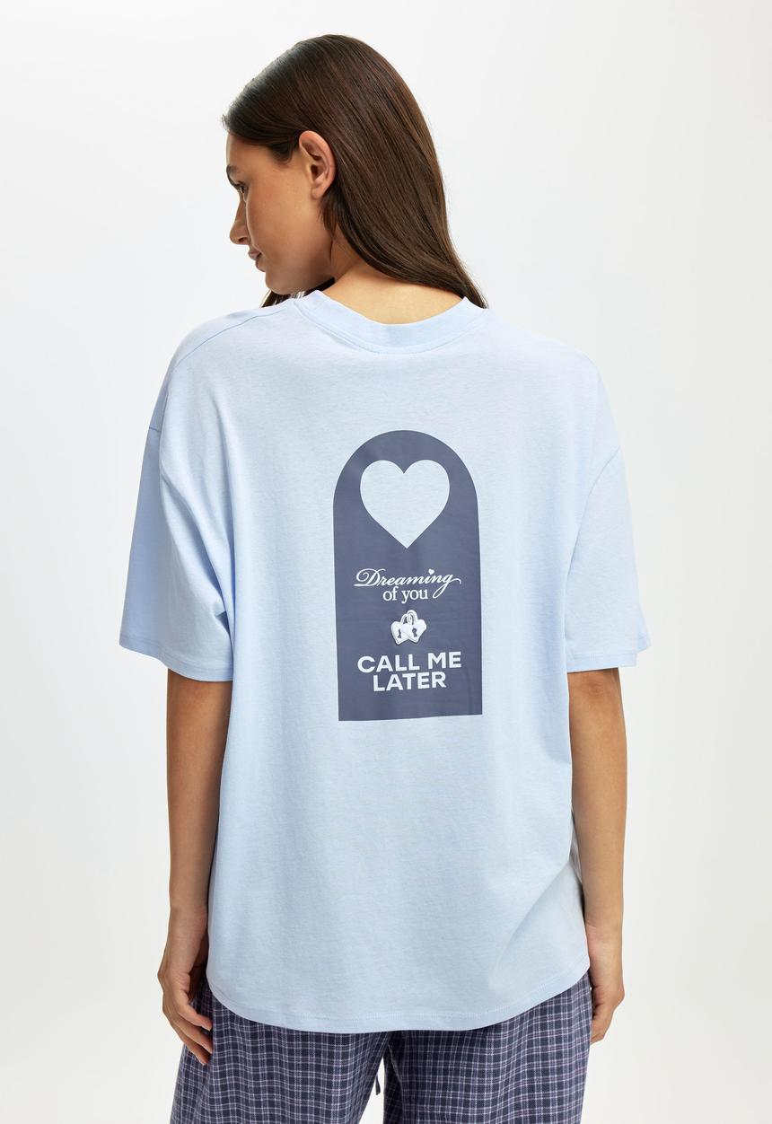 Cotton On - Oversized lounge graphic tee - violet blue/ dreaming of you