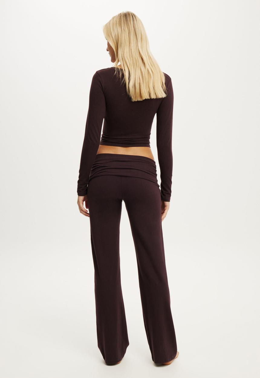 Cotton On - Dreamy soft roll waist pant - chocolate plum