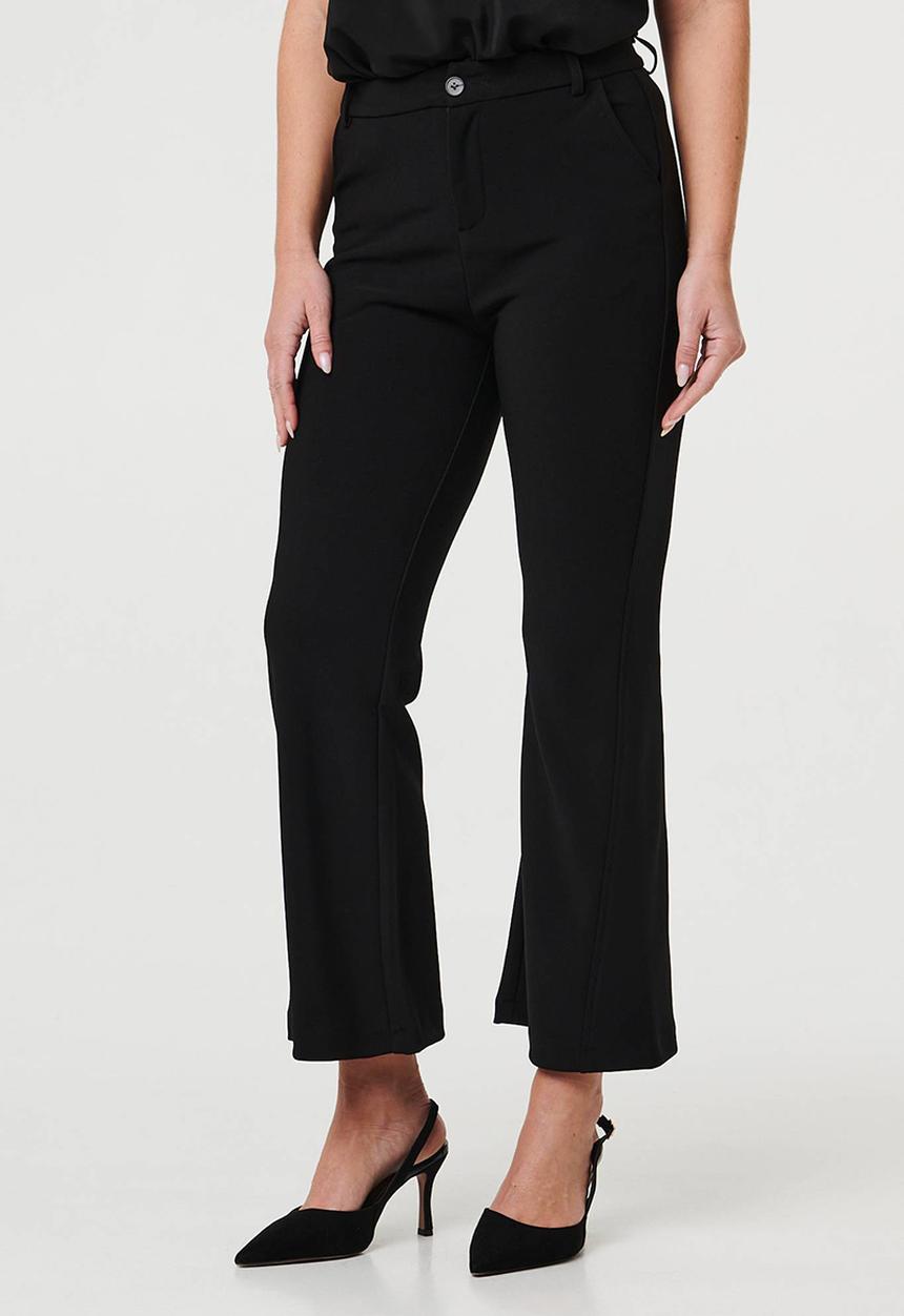 MANDI - High Waist Pull On Stretch Trouser With Side Seam Twist - Black