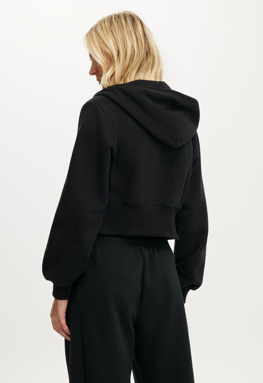 Cotton On - Summer Fleece Contour Zip Through - Black