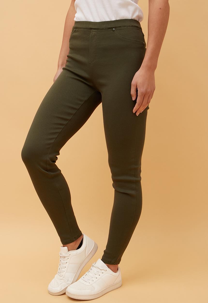 Stella Morgan - Narrow Waistband Skinny Leg Pull On Legging - Khaki