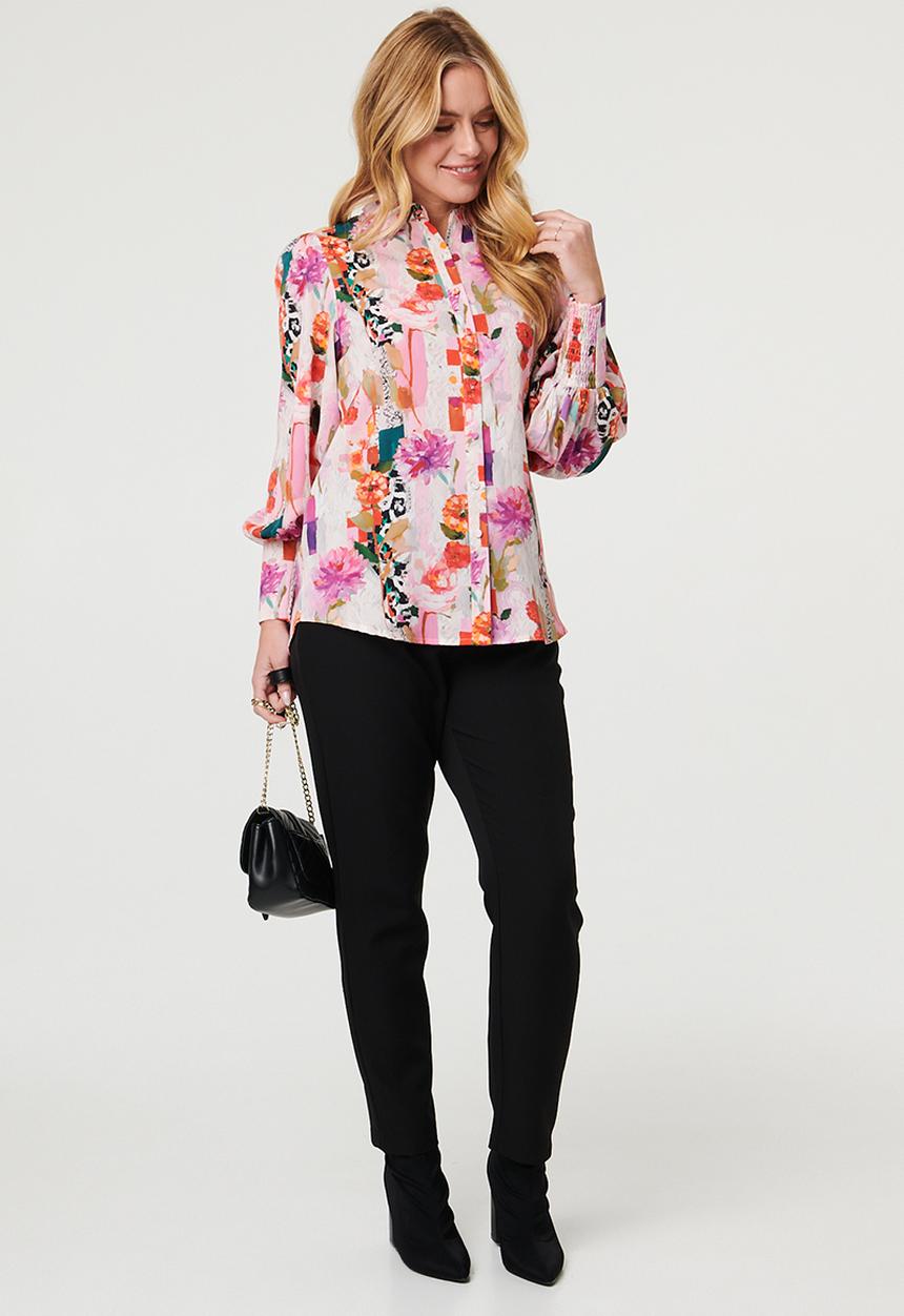 Stella Morgan - Long Sleeve Printed Blouse - Multi Pink
