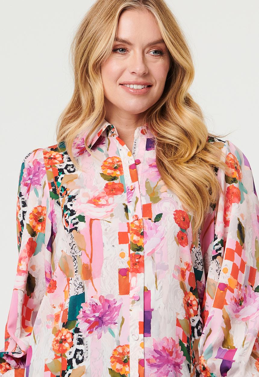 Stella Morgan - Long Sleeve Printed Blouse - Multi Pink