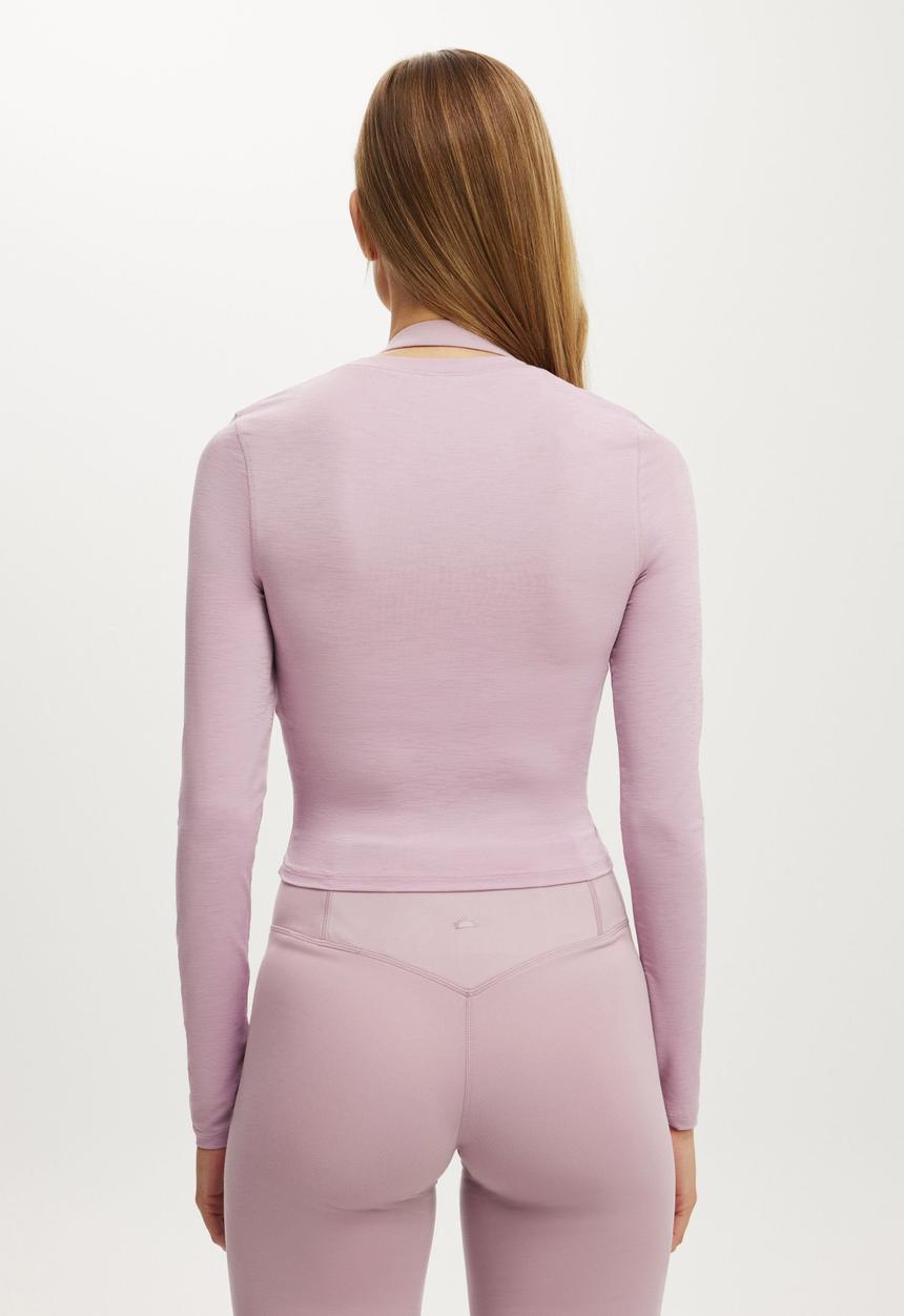 Cotton On - Active Ruched Front Long Sleeve - Dawn Pink
