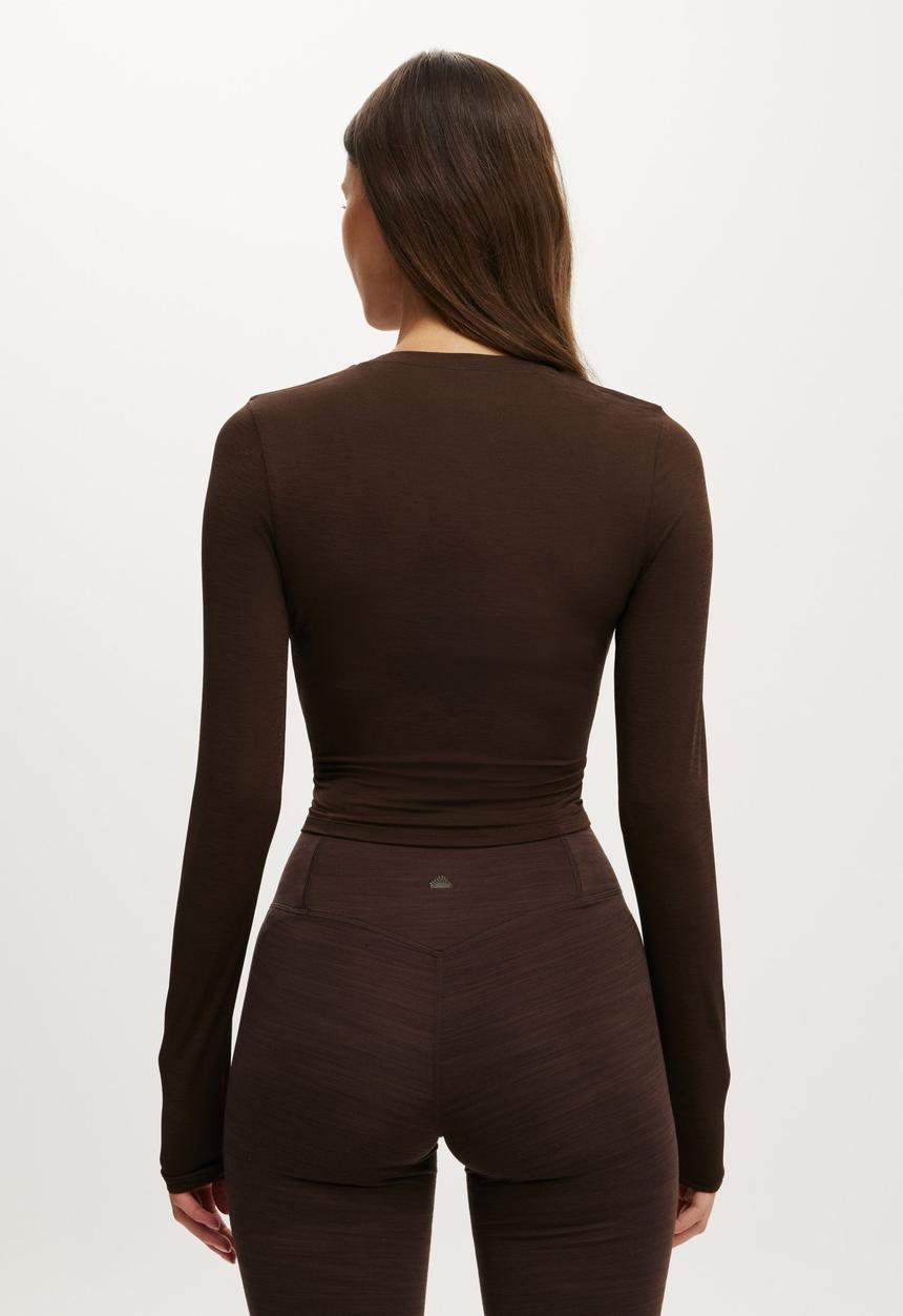 Cotton On - Active Ruched Front Long Sleeve - French Roast