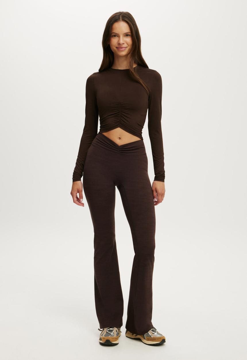 Cotton On - Active Ruched Front Long Sleeve - French Roast