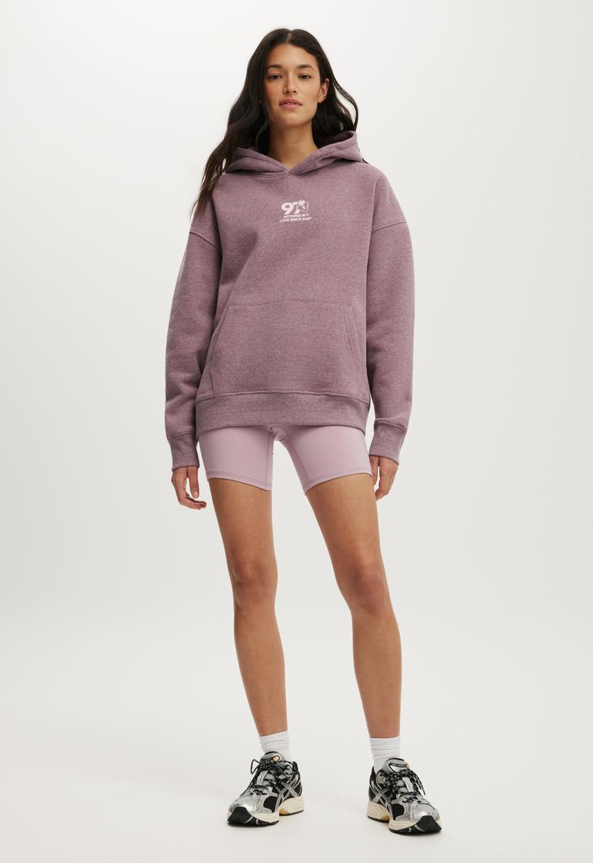 Cotton On - Plush Premium Graphic Hoodie - Pickled Beet Marle/With Love