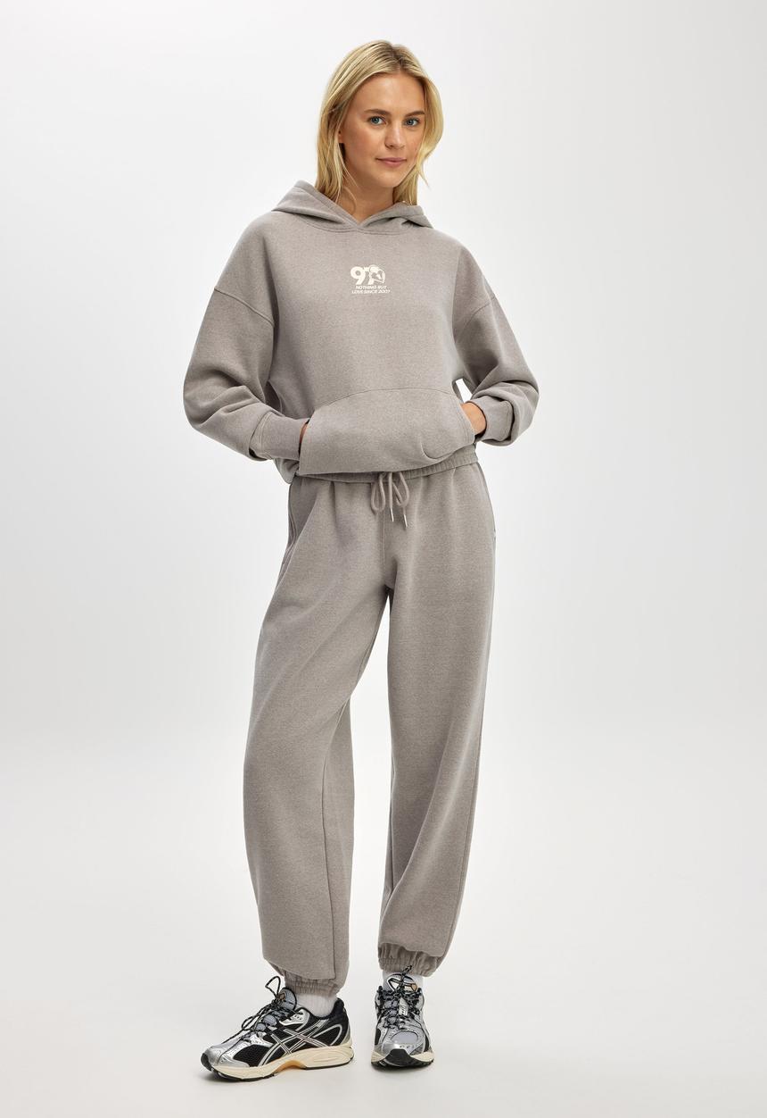 Cotton On - Plush Premium Graphic Hoodie - Mocha Marle/With Love